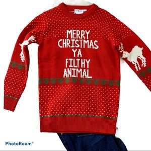 Red 'Merry Christmas Ya Filthy Animal' Crewneck Sweater